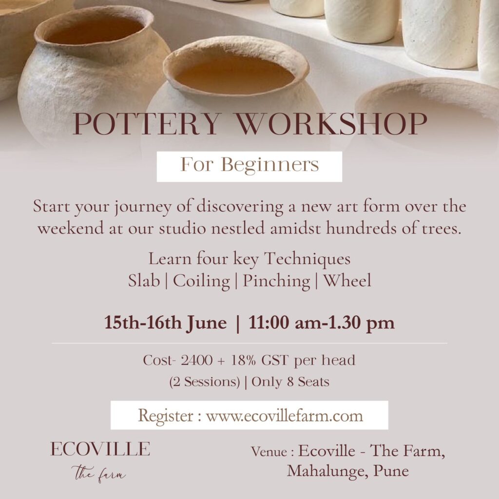 Beginners Pottery Workshop at Ecoville on 15th 16th June 